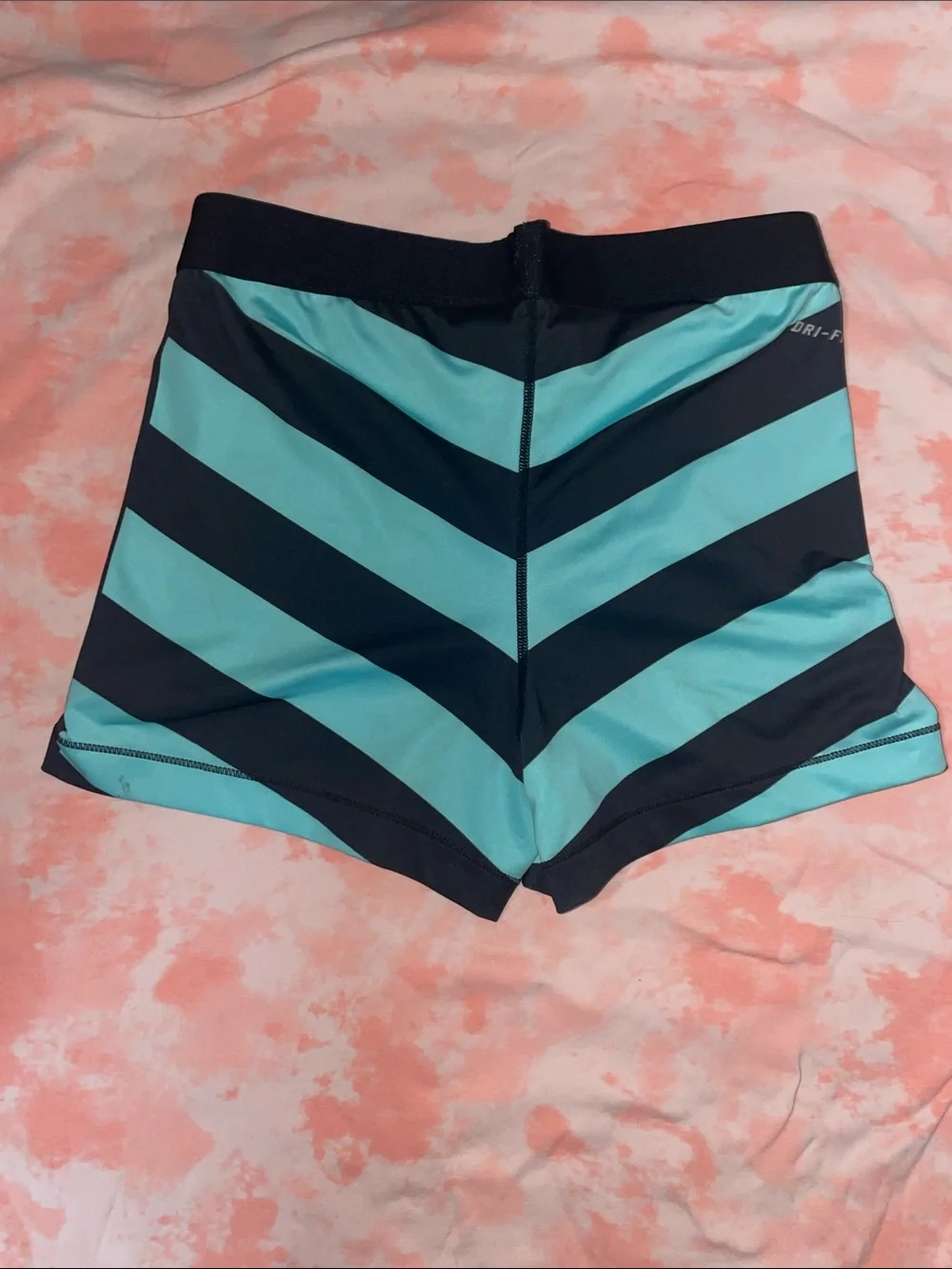 Nike Black and Teal Striped Dri-Fit Pro Compression Shorts